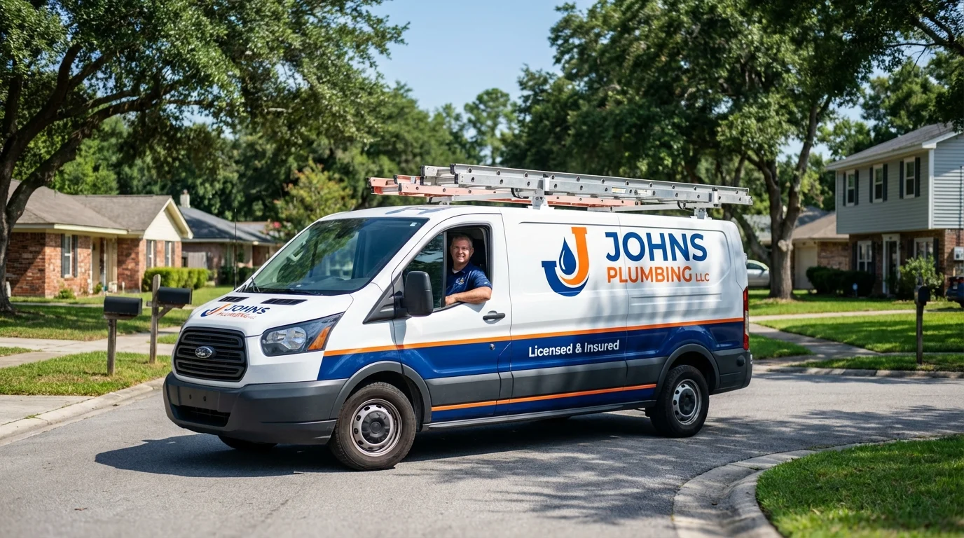 Johns Plumbing LLC service van in Bethel, ME