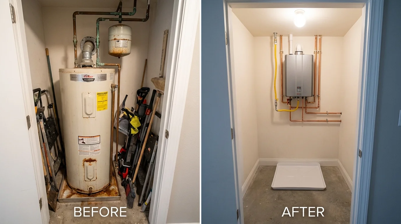 Tank water heater versus wall-mounted tankless unit comparison for Bethel, ME homeowners